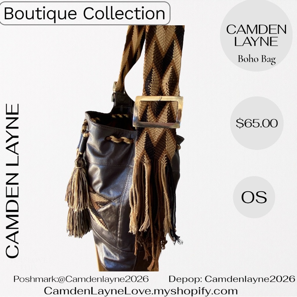 Camden Layne Boho Brown and Tan Shoulder Bag - Picture 7 of 11